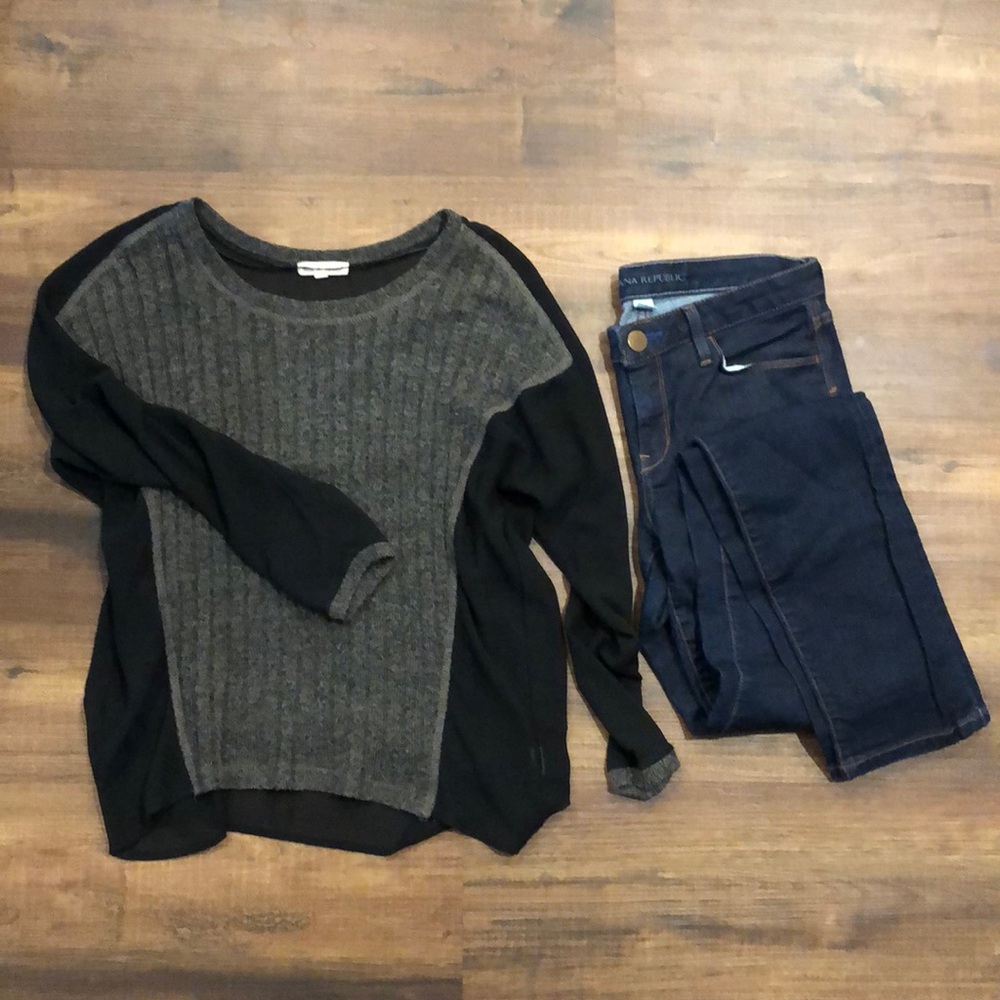 Hem and Thread s/m brown and black long sleeve top